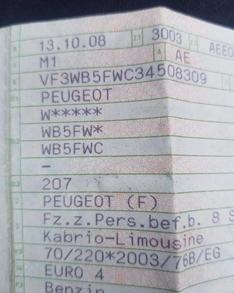 Peugeot 207 CC cena 7500 przebieg: 121000, rok produkcji 2008 z Bodzentyn małe 137